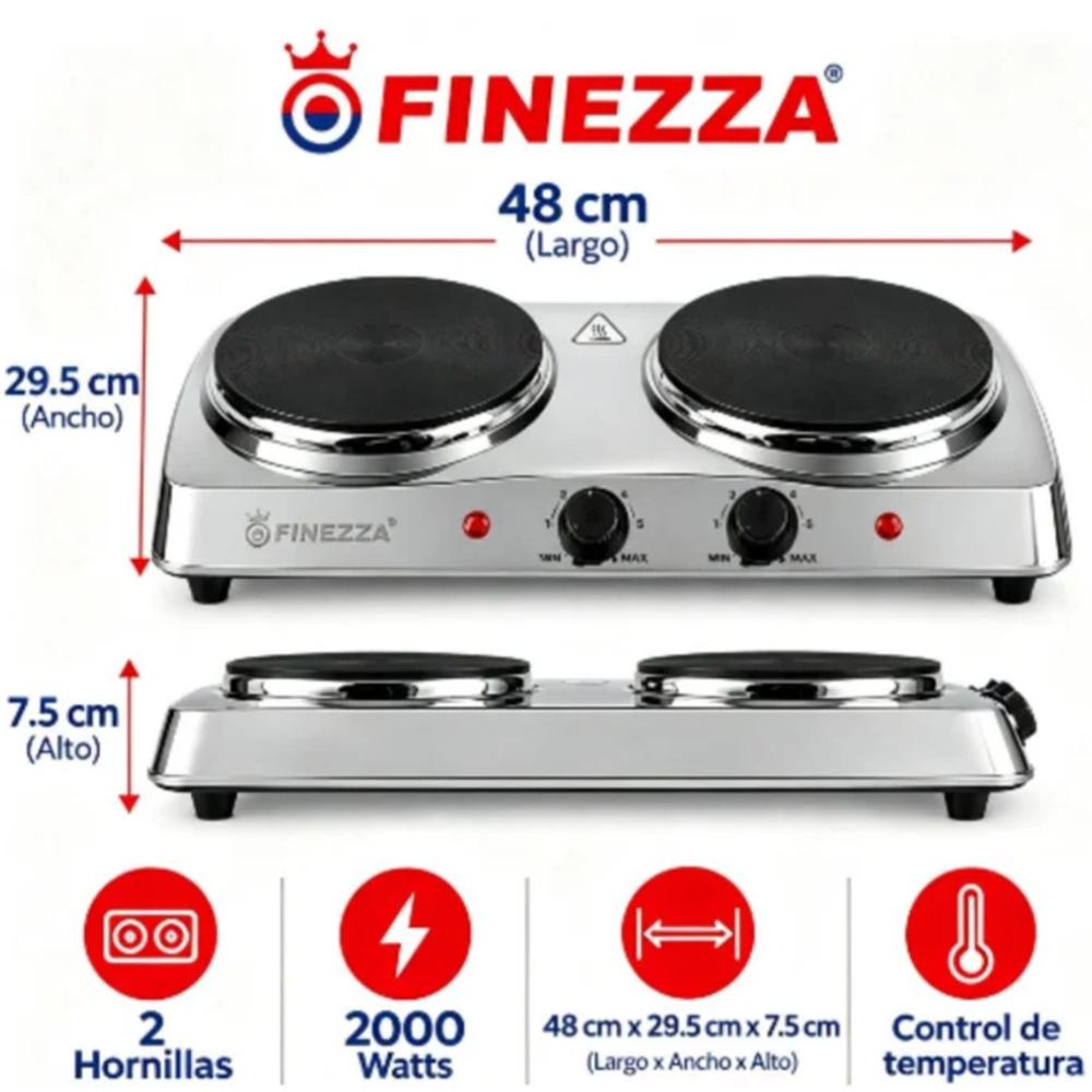 COCINA ELÉCTRICA FINEZZA FZ-203D3CH CON 2 HORNILLAS ACERO