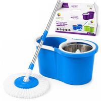 Trapeador con Escurridor Giratorio Automático y 1 Mopa CelesteBY1
