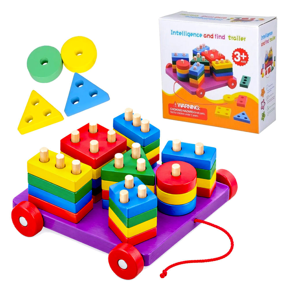Juego Didáctico Carrito De Figuras Geométricas Encajable x7