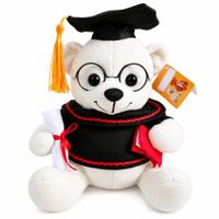 Peluche Oso Polar Graduado con Birrete Lentes y Diploma
