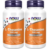 L-TEANINA NOW FOODS 100 MG CON TÉ VERDE DESCAFEINADO 90 CÁPSULAS | PACK 2