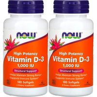 VITAMINA D3 NOW FOODS 1000 UI 180 CÁPSULAS BLANDAS | PACK 2
