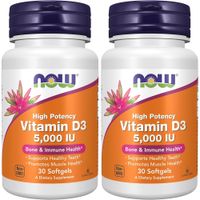 VITAMINA D3 NOW FOODS 5000 UI 30 CÁPSULAS BLANDAS | PACK 2