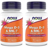 MEGA D3 + MK-7 NOW FOODS 5000 UI / 180 MCG 180 CÁPSULAS | PACK 2