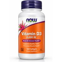 VITAMINA D3 NOW FOODS 2000 UI 360 CÁPSULAS BLANDAS