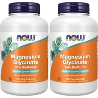 GLICINATO DE MAGNESIO NOW FOODS CON BIOPERINE 180 CÁPSULAS | PACK 2