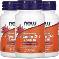 VITAMINA D3 NOW FOODS 5000 UI 120 CÁPSULAS BLANDAS | PACK 3