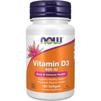 VITAMINA D3 NOW FOODS 400 UI 180 CÁPSULAS BLANDAS