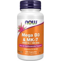 MEGA D3 + MK-7 NOW FOODS 5000 UI / 180 MCG 120 CÁPSULAS
