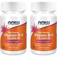 VITAMINA D3 NOW FOODS 10000 UI 120 CÁPSULAS BLANDAS | PACK 2