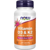 VITAMINA D3 + K2 NOW FOODS 1000 UI / 45 MCG 120 CÁPSULAS