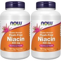 VITAMINA B3 NIACINA NOW FOODS 500 MG 180 CÁPSULAS | PACK 2