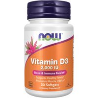 VITAMINA D3 NOW FOODS 2000 UI 30 CÁPSULAS BLANDAS