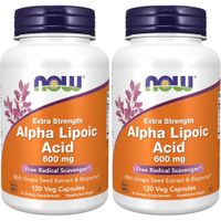 ÁCIDO ALFA LIPOICO NOW FOODS 600 MG CON SEMILLA DE UVA + BIOPERINE 120 CÁPSULAS | PACK 2