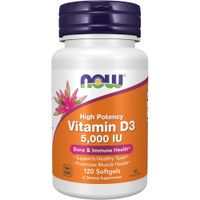 VITAMINA D3 NOW FOODS 5000 UI 120 CÁPSULAS BLANDAS