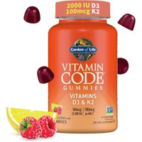 VITAMINA D3 + K2 GARDEN OF LIFE VITAMIN CODE 2000 UI + 100 MCG FRAMBUESA LIMÓN 45 GOMITAS