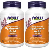 ÁCIDO HIALURÓNICO NOW FOODS 100 MG CON L-PROLINA + ÁCIDO ALFA LIPOICO 120 CÁPSULAS | PACK 2
