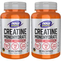 CREATINA MONOHIDRATO NOW SPORTS 750 MG 120 CÁPSULAS | PACK 2