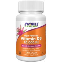 VITAMINA D3 NOW FOODS 10000 UI 120 CÁPSULAS BLANDAS