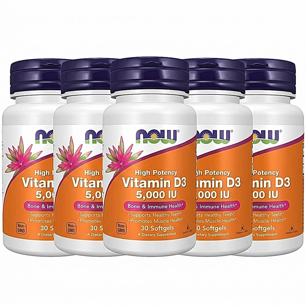 VITAMINA D3 NOW FOODS 5000 UI 30 CÁPSULAS BLANDAS | PACK 12