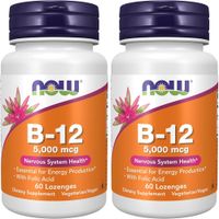 VITAMINA B12 NOW FOODS 5000 MCG CON ÁCIDO FÓLICO 60 PASTILLAS | PACK 2