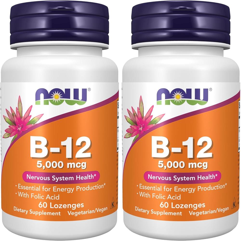 VITAMINA B12 NOW FOODS 5000 MCG CON ÁCIDO FÓLICO 60 PASTILLAS | PACK 2