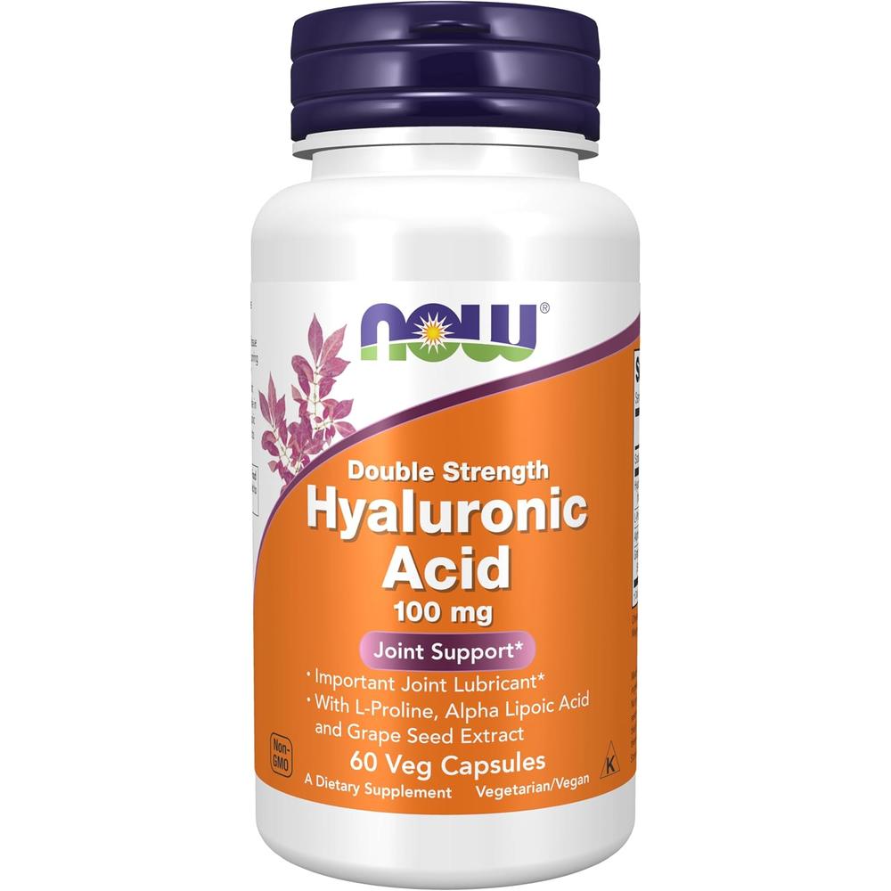 ÁCIDO HIALURÓNICO NOW FOODS 100 MG CON L-PROLINA + ÁCIDO ALFA LIPOICO 60 CÁPSULAS