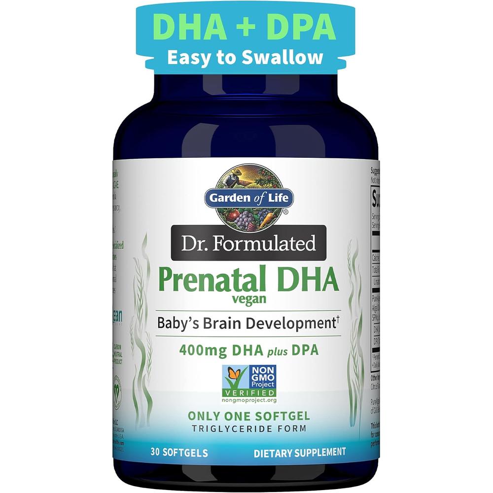 OMEGA 3 DHA VEGANO GARDEN OF LIFE DR. FORMULATED PRENATAL 400 MG + DPA 90 MG 30 CÁPSULAS
