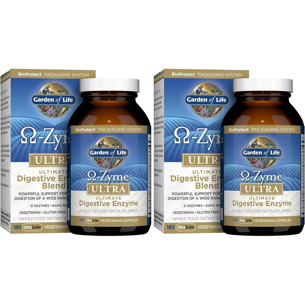 ENZIMAS DIGESTIVAS GARDEN OF LIFE OMEGA-ZYME ULTRA 21 ENZIMAS 180 CÁPSULAS | PACK 2