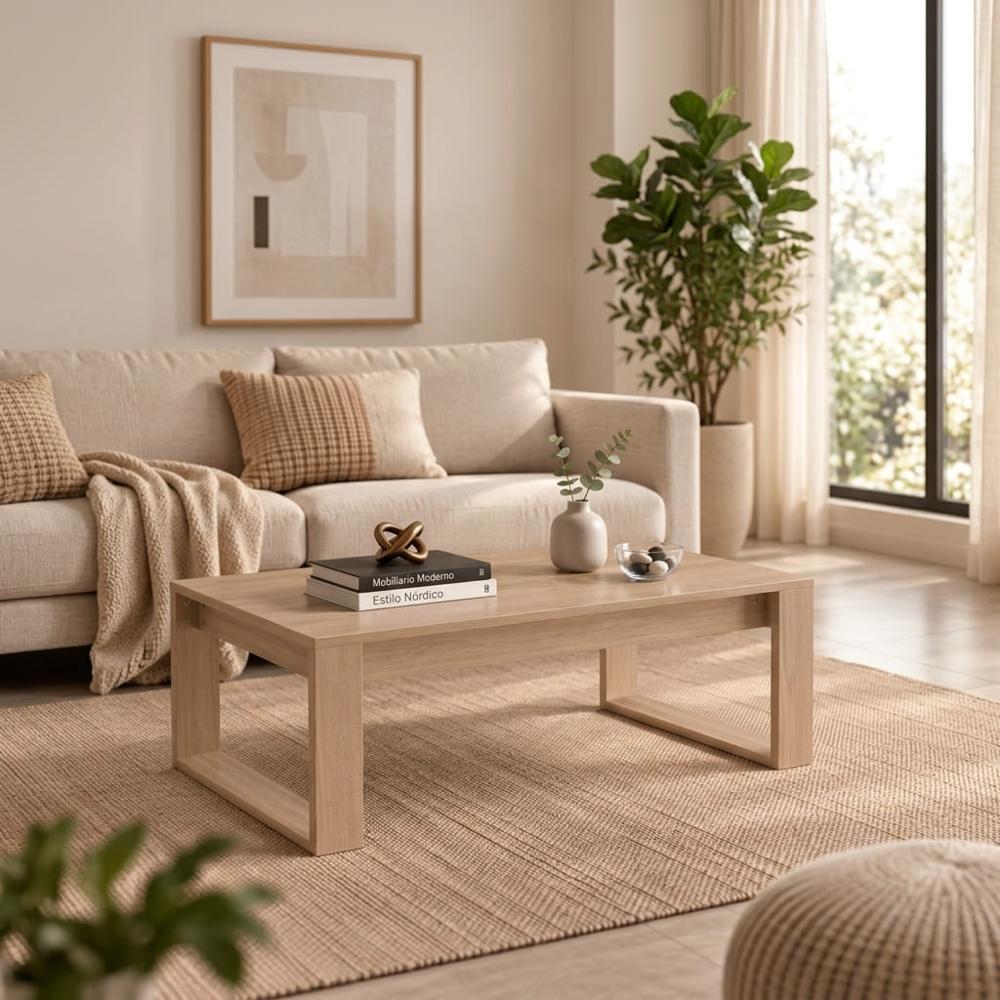 Mesa de centro moderna cuadrada Elio color amaderado Muebleo.pe