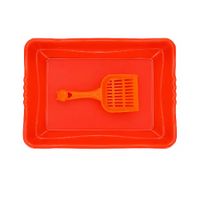 Arenero Básico De Plástico Para Gatos Tamaño Mediana Color Naranja Con Palita
