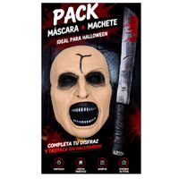 Pack Halloween Máscara Terror Purga Cruz con Machete Decorativo para Disfraz Cosplay Fiesta