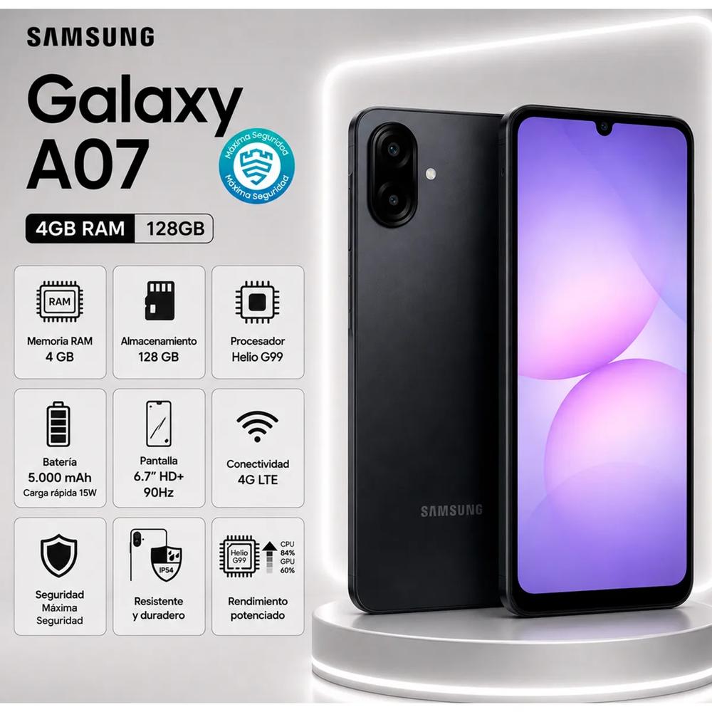 Samsung Galaxy A07 4GB RAM 128GB  NEGRO
