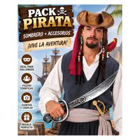 Pack Disfraz Pirata con Cabello paraAdulto con Accesorios para Halloween Fiesta Cosplay