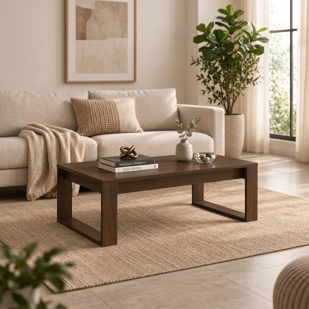 Mesa de centro moderna cuadrada Elio color caramelo Muebleo.pe
