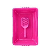 Arenero Básico De Plástico Para Gatos Tamaño Mediana Color Fucsia Con Palita