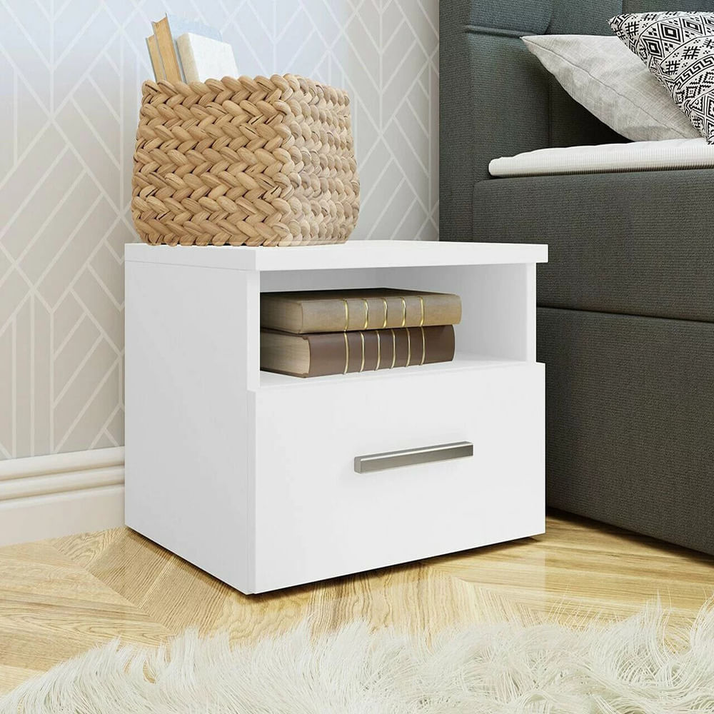 Mesa de Noche Moderno Paige Blanco R&R Muebles