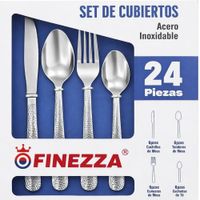 SET DE CUBIERTOS FINEZZA 24 PIEZAS ACERO INOXIDABLE ALTA CALIDAD TEXTURA LABRADA