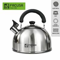 FACUSA - TETERA DE ACERO INOXIDABLE DE 4 LITROS CON SILBADOR