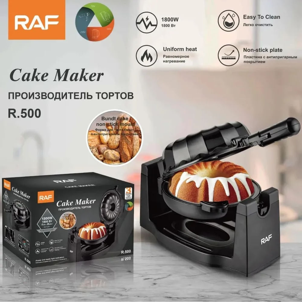 KEKERA ELÉCTRICA GIRATORIA ANTIADHERENTE BUNDT CAKE MAKER - 1800W