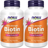 BIOTINA NOW FOODS 10 MG / 10000 MCG 120 CÁPSULAS | PACK 2