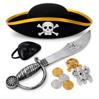 Pack Disfraz Pirata para Adulto con Sombrero y Accesorios para Halloween Fiesta Cosplay