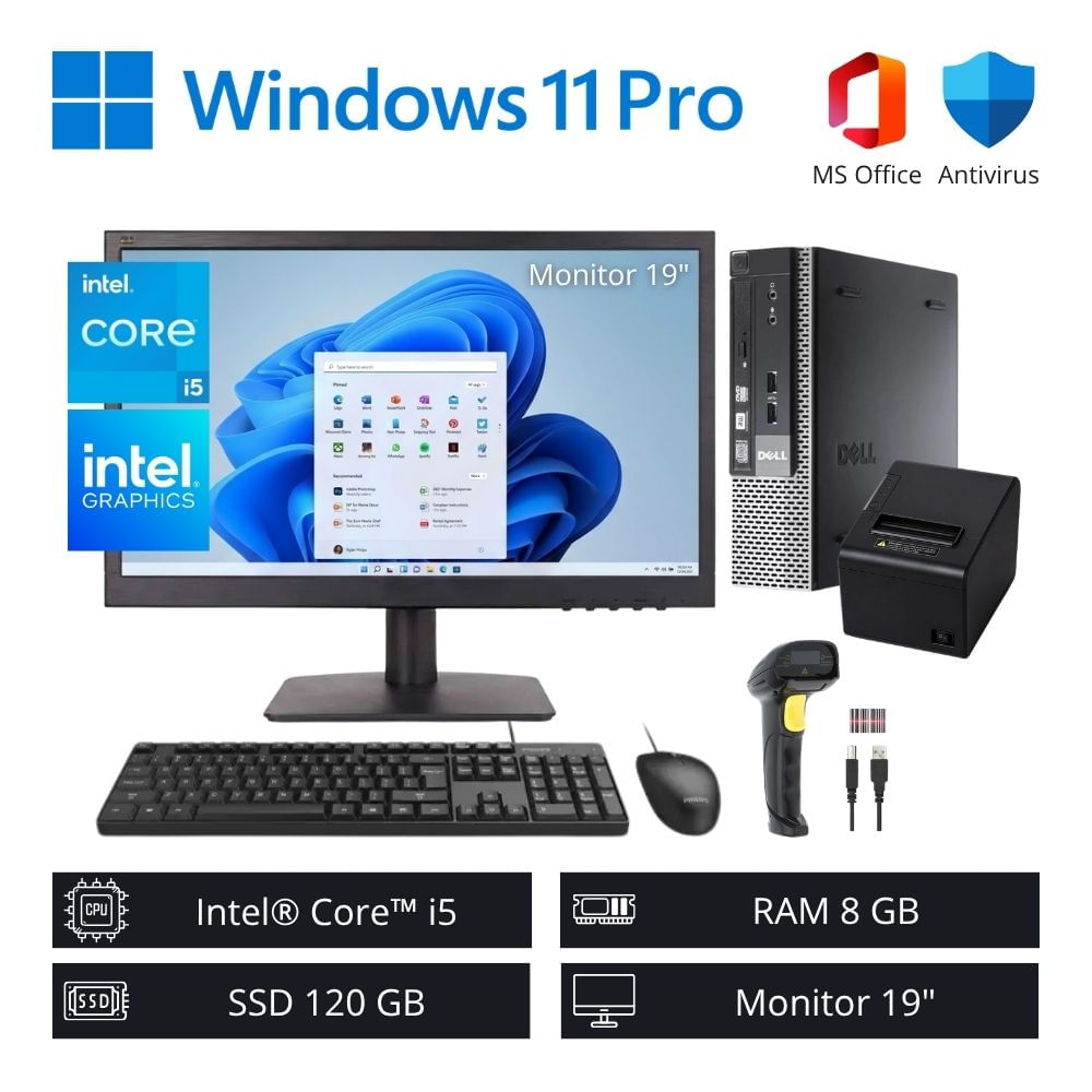 Computadora PC Punto de Venta Intel Core i5 3,30 GHz 8GB RAM 120GB SSD + Monitor 19” - Refurbished