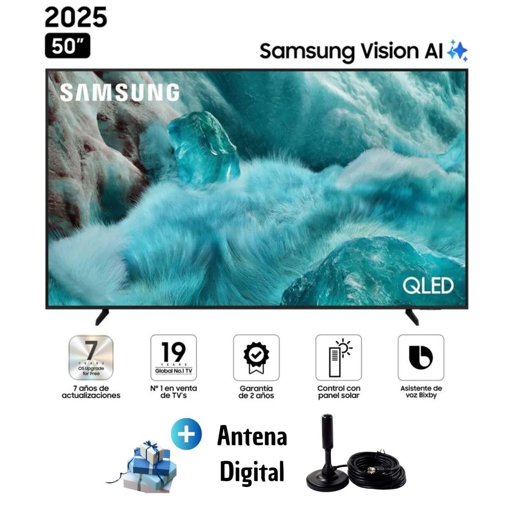 Televisor Samsung 50 QLED Smart TV 4K UHD Vision AI QN50Q7FAAG y Antena Digital