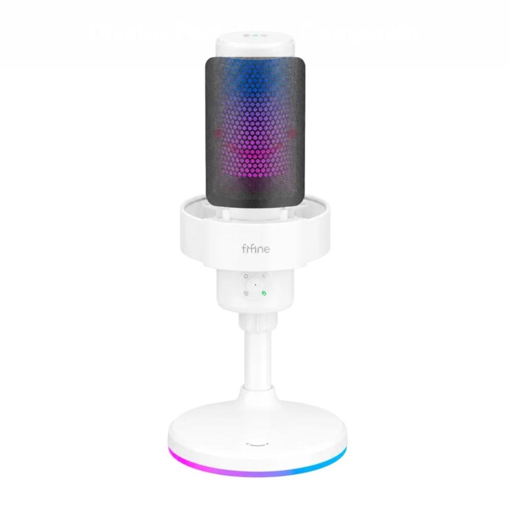 Micrófono Fifine A9S RGB USB Multipatron - Blanco