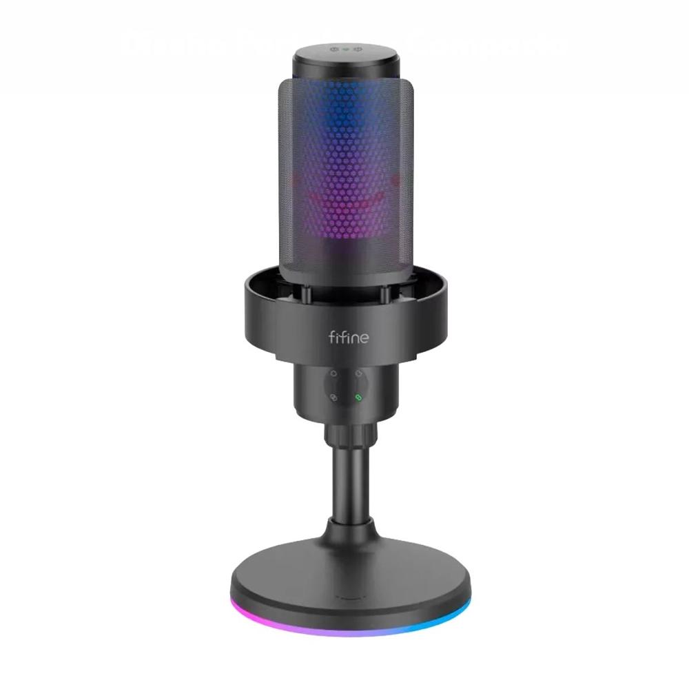 Micrófono Fifine A9S RGB USB Multipatron - Negro