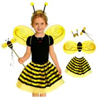 DISFRAZ ABEJA NIÑA SET VINCHA ALAS VARITA TRAJE ABEJITA CUMPLEAÑOS  NAVIDAD HALLOWEEN GENIEKA