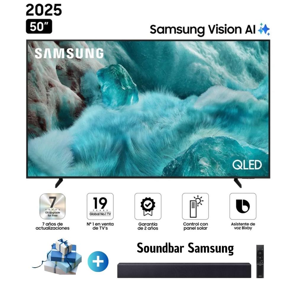Televisor Samsung 50 QLED Smart UHD 4K Vision Ai QN50Q7FAAG y Soundbar Samsung