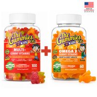Combo The Gummies Co. Para niños Omega 3  Naranja Más Mega Multivitamínico Gomitas Fresa y Piña