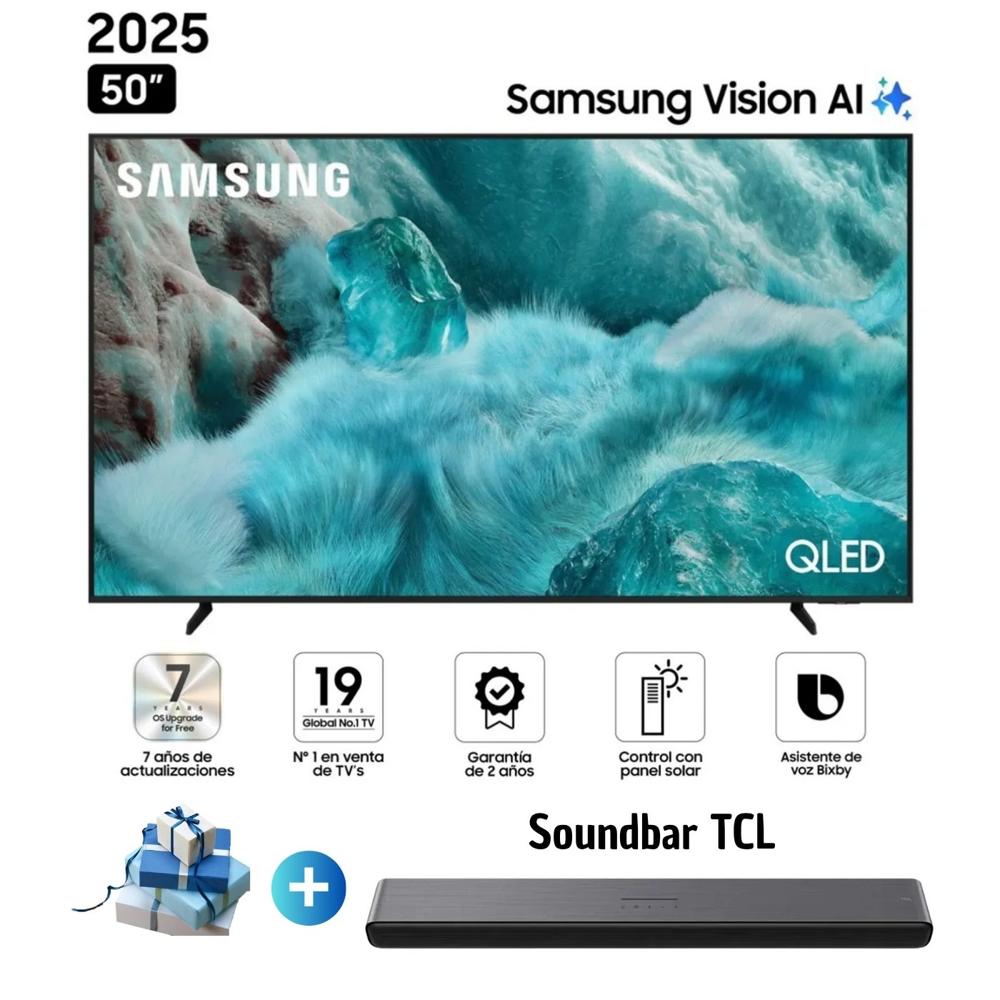 Televisor Samsung 50 QLED Smart UHD 4K Vision Ai QN50Q7FAAG y Soundbar TCL